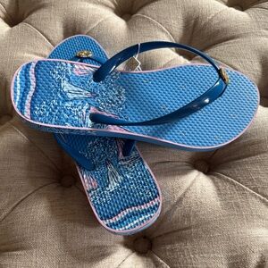 Lilly Pulitzer Pool Flip Flops in Lunar Blue Size 9/10 NWT